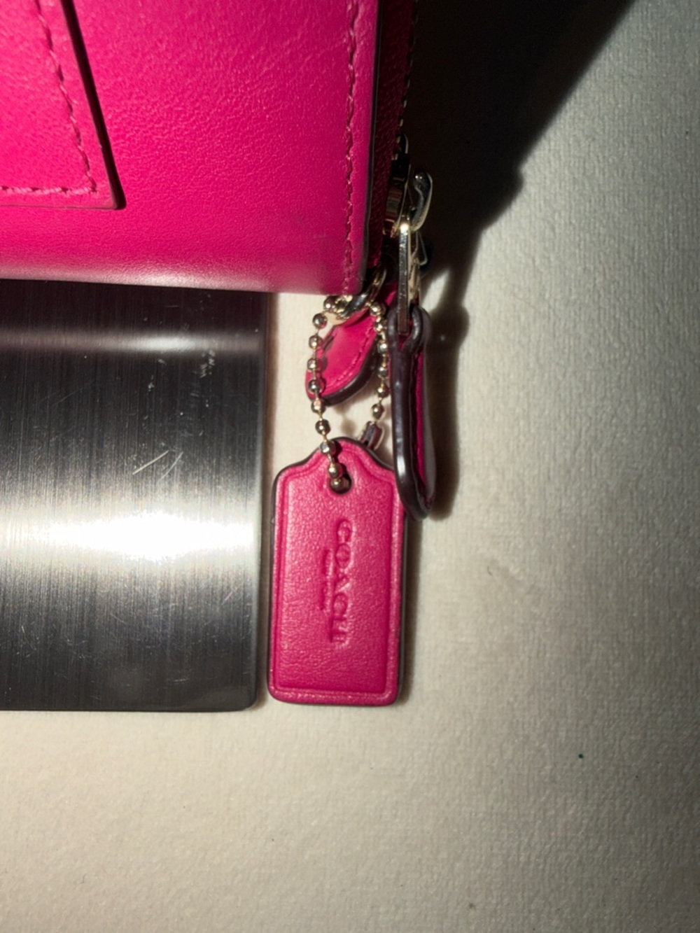 Coach Hot Pink Double Zip Leather Wallet with Gold Hardware - Picture 4 of 8